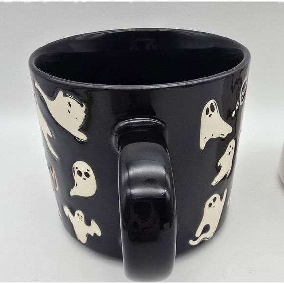 2~ Halloween “Spooky” Ghost Black 15oz & Dancing Skeletons Coffee / Tea Mug NEW - Picture 6 of 16